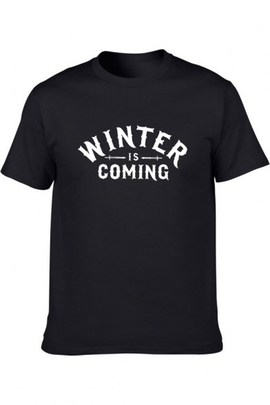 Summer Popular Letter WINTER IS COMING Printed Short Sleeve Mens T-Shirt