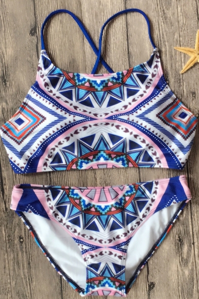 Vintage Tribal Print Sleeveless Patchwork Sexy Bikini Swimwear
