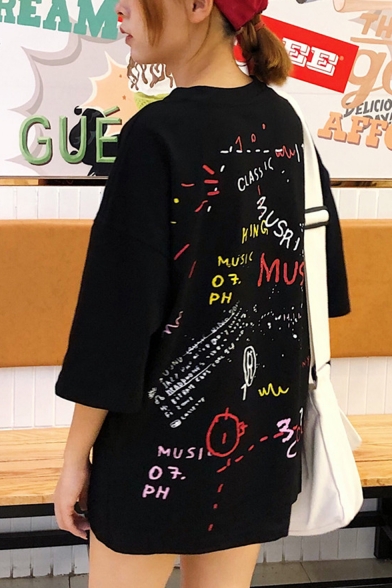 Hip Hop Style Cool Letter Graffiti Print Oversized Casual T-Shirt