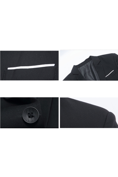Men's Plain Notched Lapel Long Sleeves Single Button Slim Fit Blazer Suits with Pockets