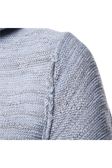 Mens New Stylish Plain Drawstring Hooded Slim Fit Longline Marled Knit Sweater