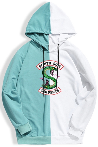 New Stylish SOUTH SIDE Snake Logo Colorblock Casual Loose Hoodie
