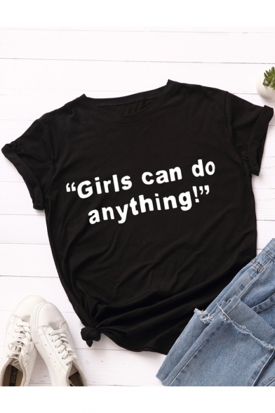 

Street Style Letter GIRLS CAN DO ANYTHING Round Neck Basic Loose Cotton T-Shirt, LC510634, Color 1;color 2;color 3;color 4;color 5;color 6;color 7;color 8;color 9;color 10