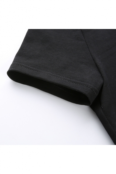 KILLER Letter Chains Printed Short Sleeve Slim Fit Black Cropped T-Shirt
