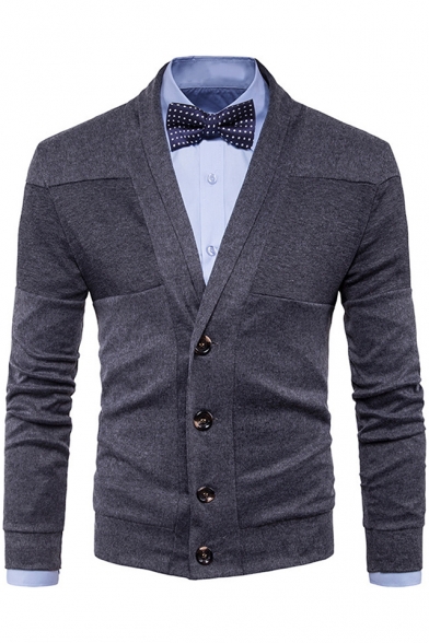 Men's Basic Simple Plain V-Neck Button Down Slim Fit Thin Casual Cardigan