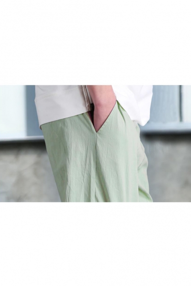 Men's Cool Stylish Summer Solid Color Elastic-Cuff Tapered Pants Trousers