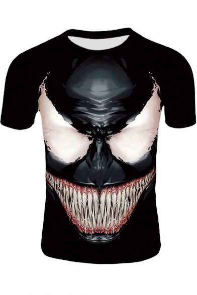 Popular 3D Printed Short Sleeve Black Casual T-Shirt