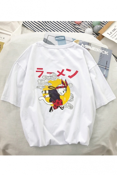 Summer Mens Stylish Rabbit Printed Half Sleeve Leisure T-Shirt