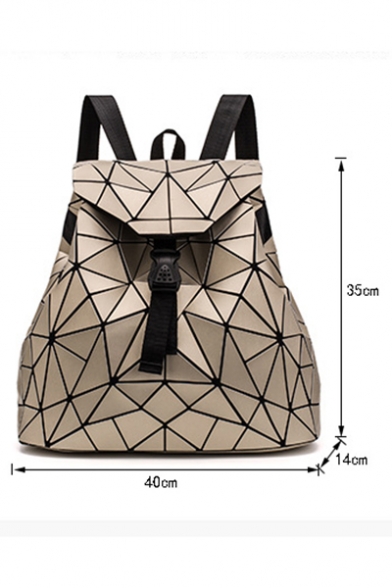 Women's Hot Fashion Geometric Foldable Buckle PU Backpack 40*14*35cm