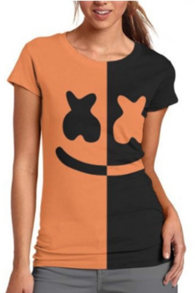 American DJ Smile Face Colorblocked Short Sleeve Unisex T-Shirt