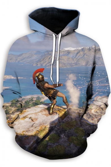 Assassin's Creed Game Figure 3D Pattern Long Sleeve Unisex Loose Casual Drawstring Hoodie