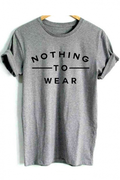 Cool Letter NOTHING TO WEAR Cotton Short Sleeve T-Shirt