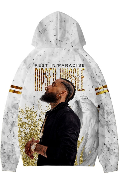 Popular American Rapper 3D Figure Printed REST IN PARADISE Long Sleeve Casual Unisex Pullover White Hoodie