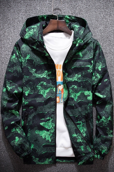 Unique Cool Camouflage Printed Long Sleeve Hooded Zip Up Track Jacket For Men Beautifulhalo Com