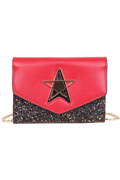 Chic Star Decorated Sequined Chain Strap Square Crossbody Bag 20*6*15 CM