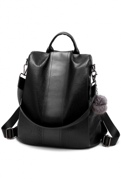 Fashion Solid Color PU Leather Leisure Shoulder Bag Backpack for Girls 30*16*31 CM