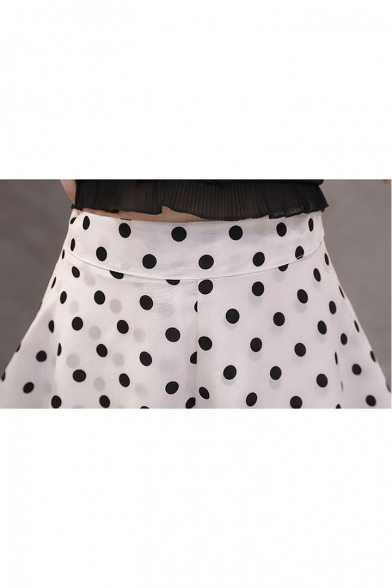 Girls Summer High Rise Fashion Polka Dot Printed Layered Culottes Shorts