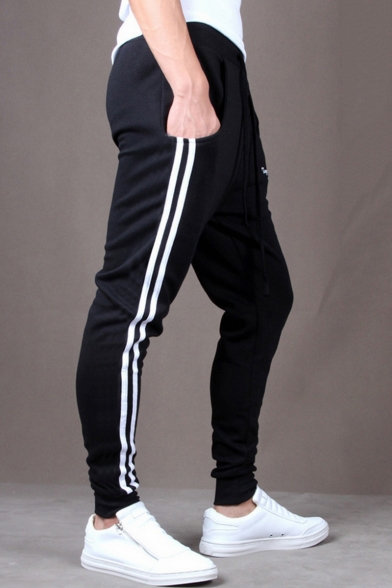 Guys Simple Letter TOP HERE SPORT Fashion Stripe Side Casual Cotton Sweatpants