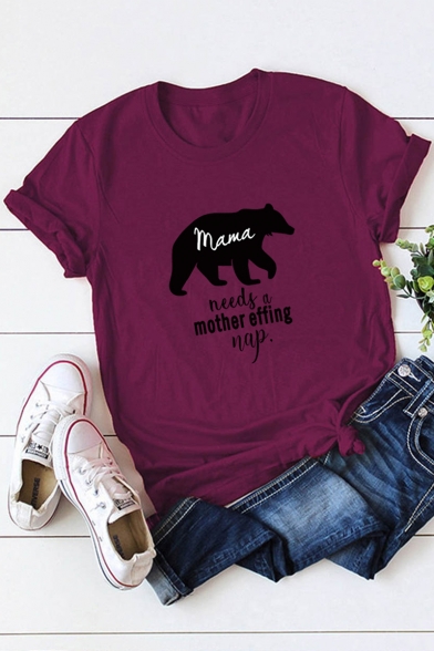 Mama Needs a Mother Effing Nap Print Short Sleeve Cotton Loose T-Shirt
