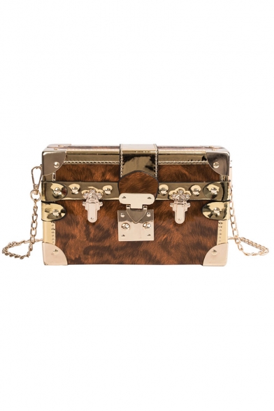 New Fashion Plain Box Shape Rivet Hasp Embellishment Crossbody Sling Bag 19*5*12 CM