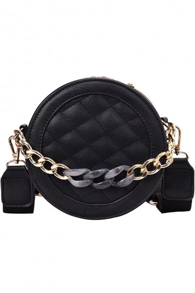 New Stylish Solid Color Round Quilted Crossbody Bag 17*7*17 CM