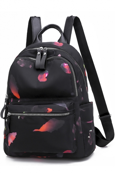 Popular Printed Large Capacity Nylon Waterproof Black School Bag Backpack 30*14*34 CM