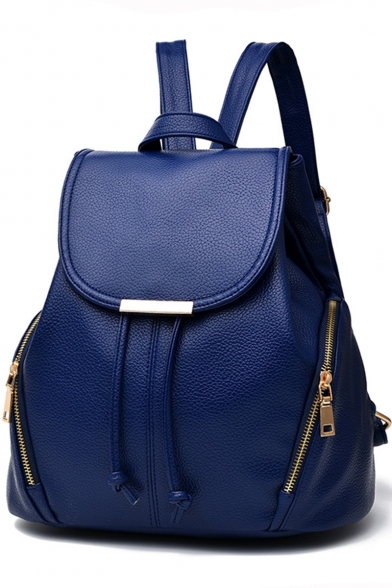 Simple Plain Double Zippers Side Multi Functions School Bag Backpack 28*16*29 CM