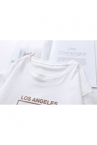 Summer Simple Letter LOS ANGELES Short Sleeve Cotton Casual T-Shirt