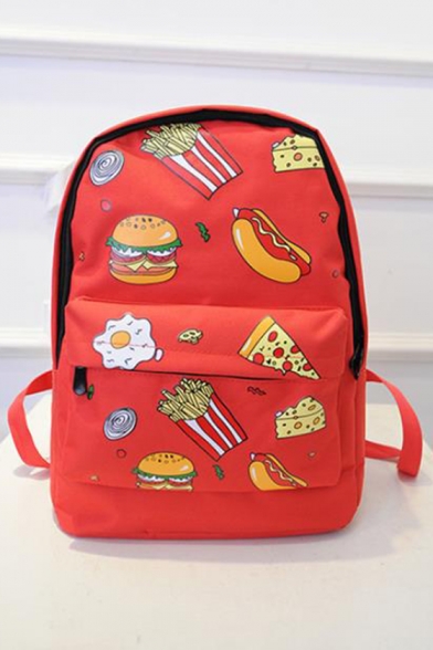 Cartoon Burger French Fries All Over Printed Backpack School Bag