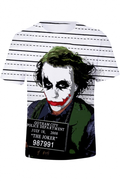 Cool Joker Clown Figure Basic Short Sleeve White T-Shirt