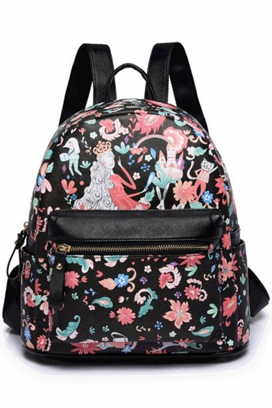 Designer Floral Figure Printed Leisure Collage Backpack for Women 27*13*30 CM