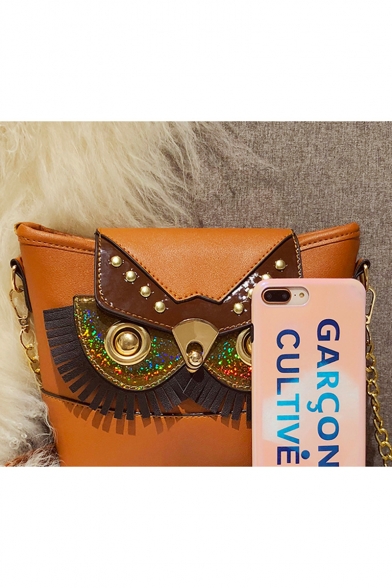 Fashion Creative Owl Pattern Rivet Embellishment Mini Sling Crossbody Purse 19*7*18 CM