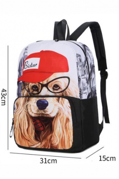 Fashion Dog Printed White Laptop Backpack School Backpack 31*15*43 CM