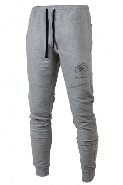Hot Fashion Logo Printed Drawstring Waist Slim Fitted Sport Joggers SweatPants Pencil Pants for Men