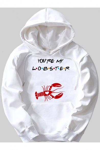 New Fashion Letter YOU'RE MY LOBSTER Print Long Sleeve Unisex Pullover Hoodie