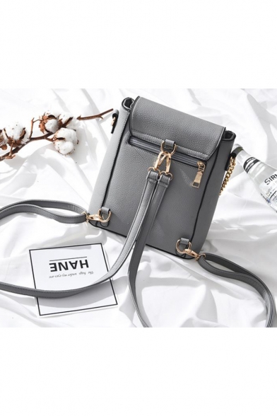 New Trendy Plain Metal Ring Chain Zipper Embellishment Convertible Shoulder Bag Backpack 22*11.5*23