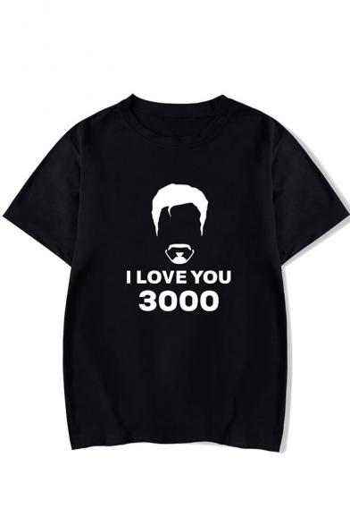 Summer Fashion Figure Letter I Love You 3000 Short Sleeve Unisex Casual T-Shirt