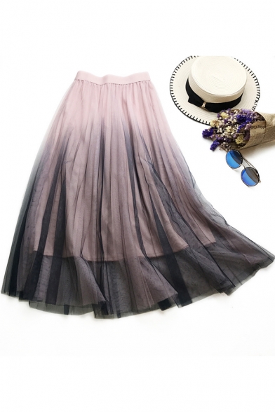 Summer Stylish Ombre Color Long A-Line 