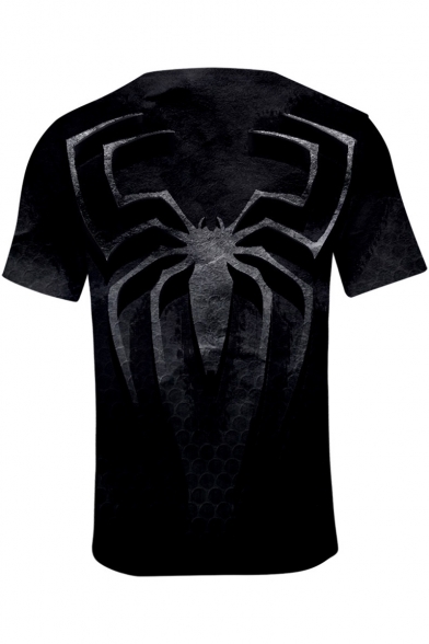 3D Black Spider Far From Home 3D Printed Round Neck Short Sleeve T-Shirt