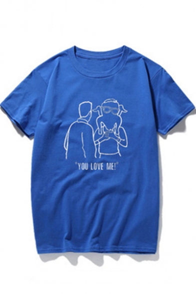 Cool Simple Letter YOU LOVE ME Cotton Casual Graphic Tee