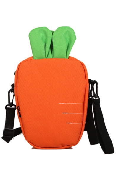 Cute Cartoon Carrot Shape Canvas Crossbody Shoulder Bag 12.5*5.5*22 CM