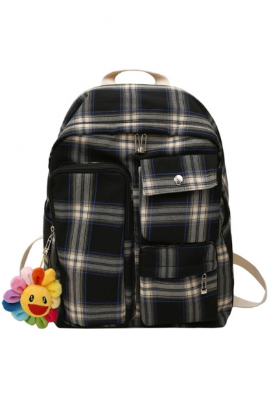 Designer Plaid Pattern Large Capacity Flap Pocket School Bag Backpack 31*13*40 CM