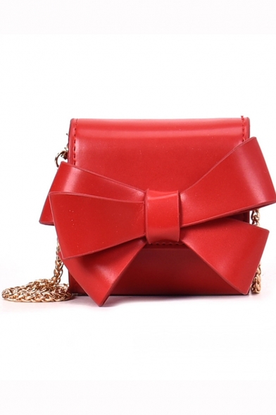 Fashion Solid Color Bow-knot Embellishment Mini Crossbody Sling Bag 11*4*11 CM