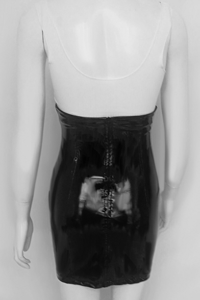 Girls Cool Street Style Super High Waisted Black PVC Skirt Mini Bodycon PU Skirt