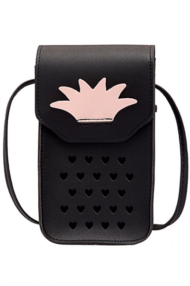 Lovely Grass Pattern Heart Hollow Out Smartphone Crossbody Bag for Girls 11*5*20 CM