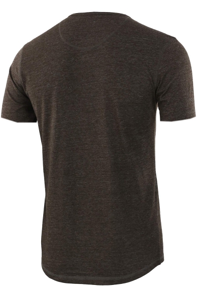 Men's Hot Stylish Short Sleeve Button Round Neck Plain Henley Shirt