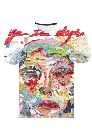 Men's New Stylish Cage the Elephant Letter 3D Figure Painting Print Short Sleeve Graphic T-Shirt