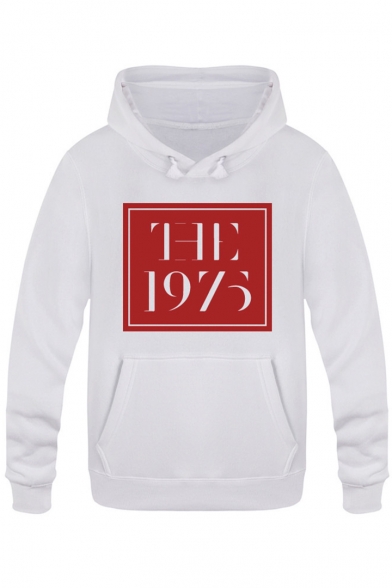 New Trendy Square Letter THE 1975 Printed Long Sleeve Casual Hoodie