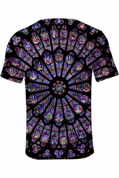 Notre Dame de Paris Cool 3D Printed Short Sleeve Purple T-Shirt