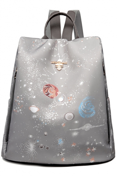 Popular Starry Sky Galaxy Planet Printed Oxford cloth Backpack with Zippers 31*15*34 CM
